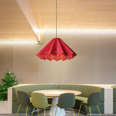 Contemporary Creative Pleated Round Rectangular Angled Aluminum Felt 1-Light Pendant Light For Living Room