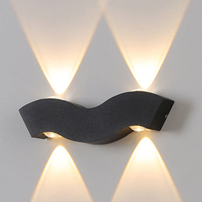 Modern Minimalist Waterproof Wave Rectangle Half Circle Aluminum LED Outdoor Wall Sconce Lamp For Garden