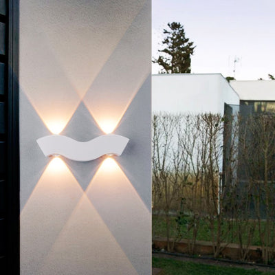 Modern Minimalist Waterproof Wave Rectangle Half Circle Aluminum LED Outdoor Wall Sconce Lamp For Garden