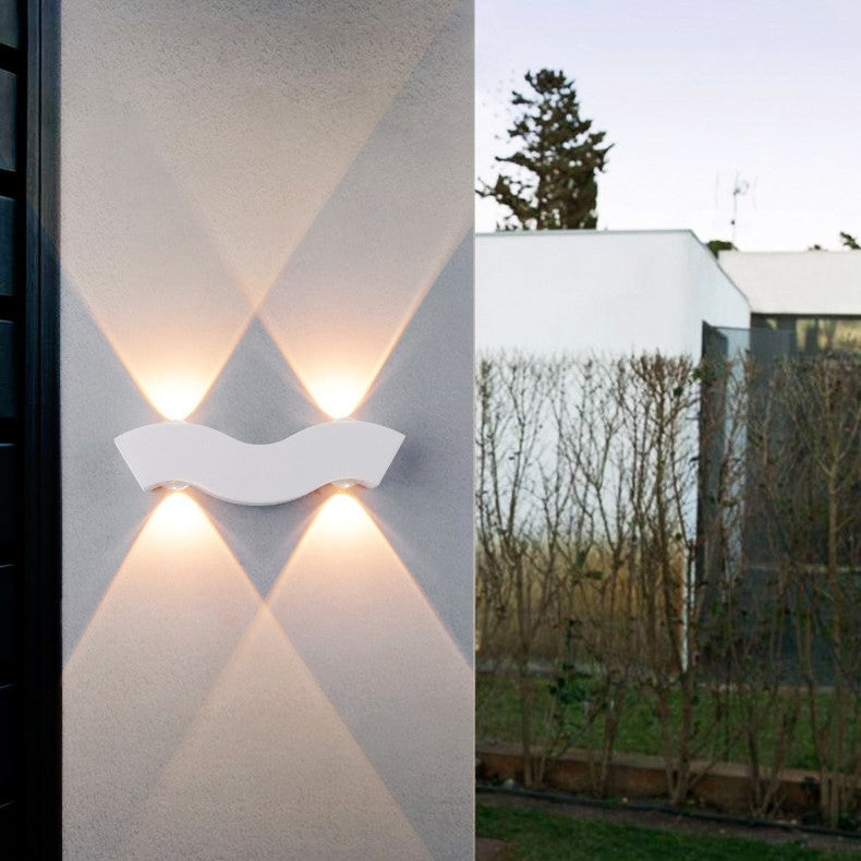 Modern Minimalist Waterproof Wave Rectangle Half Circle Aluminum LED Outdoor Wall Sconce Lamp For Garden