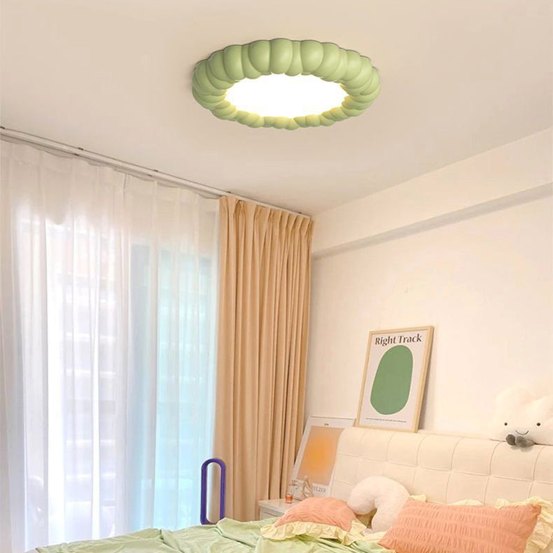 Modern Minimalist Round Stripe Thread Flower Irregular Iron Resin LED Flush Mount Ceiling Light For Living Room