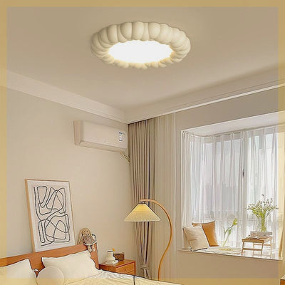 Modern Minimalist Round Stripe Thread Flower Irregular Iron Resin LED Flush Mount Ceiling Light For Living Room