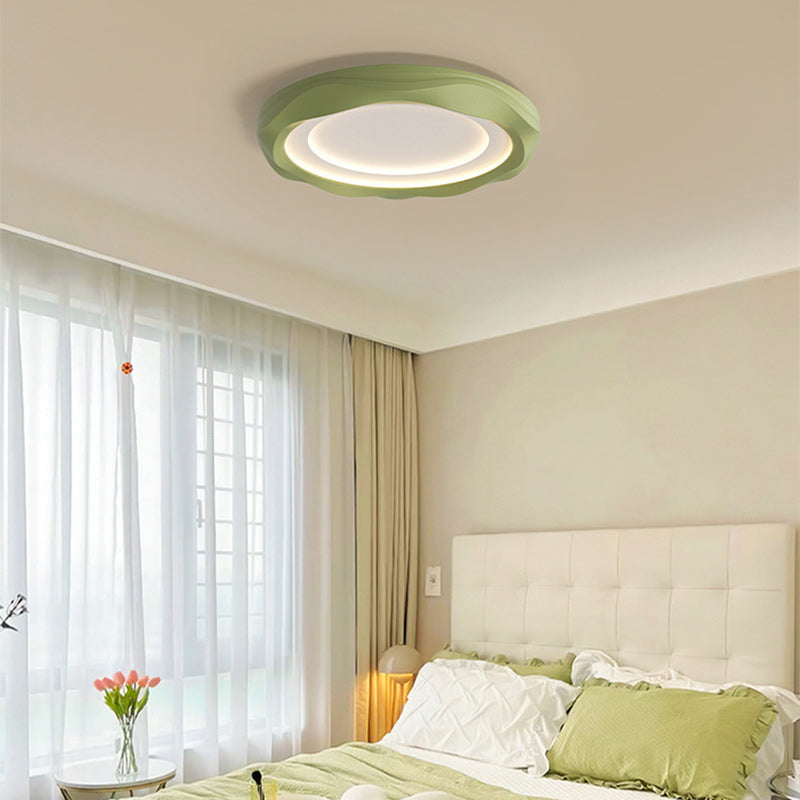 Modern Minimalist Round Stripe Thread Flower Irregular Iron Resin LED Flush Mount Ceiling Light For Living Room