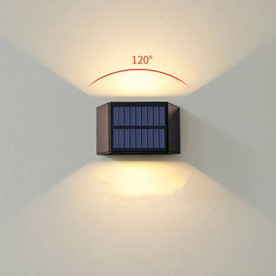 Modern Minimalist Solar Waterproof Trapezoidal Rectangle ABS LED Outdoor Wall Sconce Lamp For Garden