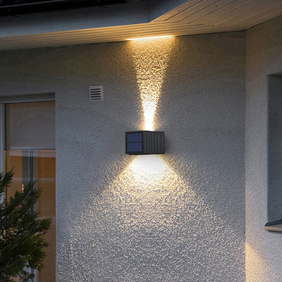 Modern Minimalist Solar Waterproof Trapezoidal Rectangle ABS LED Outdoor Wall Sconce Lamp For Garden