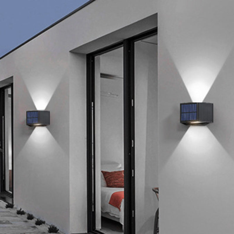 Modern Minimalist Solar Waterproof Trapezoidal Rectangle ABS LED Outdoor Wall Sconce Lamp For Garden