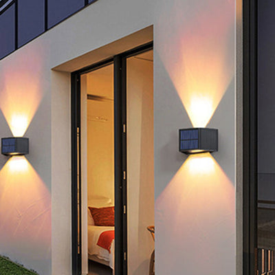 Modern Minimalist Solar Waterproof Trapezoidal Rectangle ABS LED Outdoor Wall Sconce Lamp For Garden