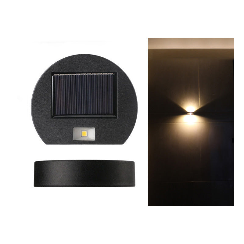 Modern Minimalist Solar Waterproof Round Rectangle ABS PVC LED Outdoor Wall Sconce Lamp For Garden