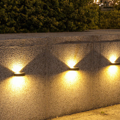 Modern Minimalist Solar Waterproof Round Rectangle ABS PVC LED Outdoor Wall Sconce Lamp For Garden