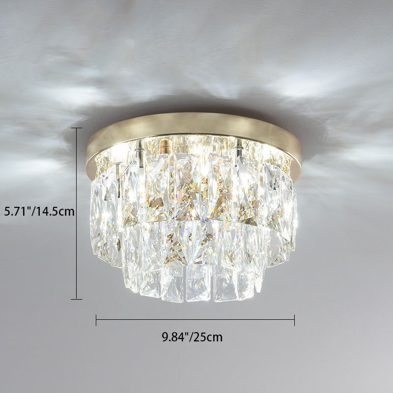 Contemporary Luxury Round Rectangle Iron Glass 5-Light Semi-Flush Mount Ceiling Light For Bedroom