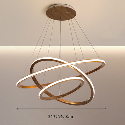 Zeitgenössische skandinavische Kreis Multi-Layer Massivholz Acryl LED Insel Licht Pendelleuchte für Wohnzimmer 