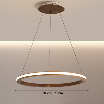 Zeitgenössische skandinavische Kreis Multi-Layer Massivholz Acryl LED Insel Licht Pendelleuchte für Wohnzimmer 