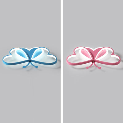 Contemporary Creative Cartoon Butterfly Heart Iron Acrylic LED Flush Mount Ceiling Light For Bedroom