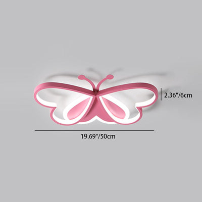 Contemporary Creative Cartoon Butterfly Heart Iron Acrylic LED Flush Mount Ceiling Light For Bedroom