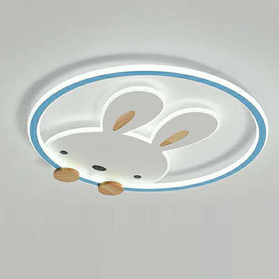 Contemporary Scandinavian Circle Rabbit Hardware Acrylic LED Flush Mount Ceiling Light For Bedroom