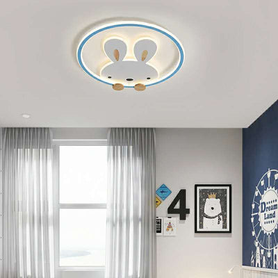 Contemporary Scandinavian Circle Rabbit Hardware Acrylic LED Flush Mount Ceiling Light For Bedroom