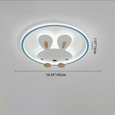 Contemporary Scandinavian Circle Rabbit Hardware Acrylic LED Flush Mount Ceiling Light For Bedroom