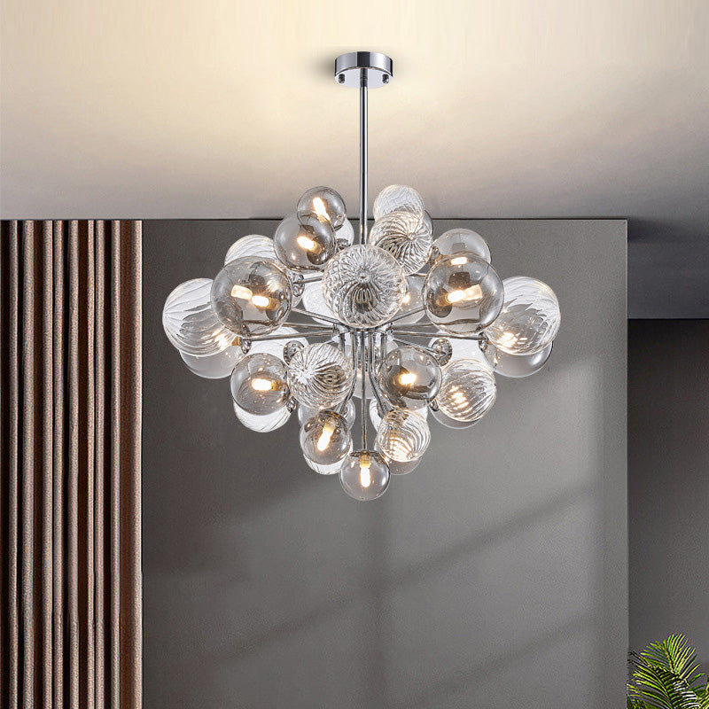 Contemporary Creative Branch Spherical Bubble Cylinder Iron Glass 8/18 Light Chandelier For Living Room