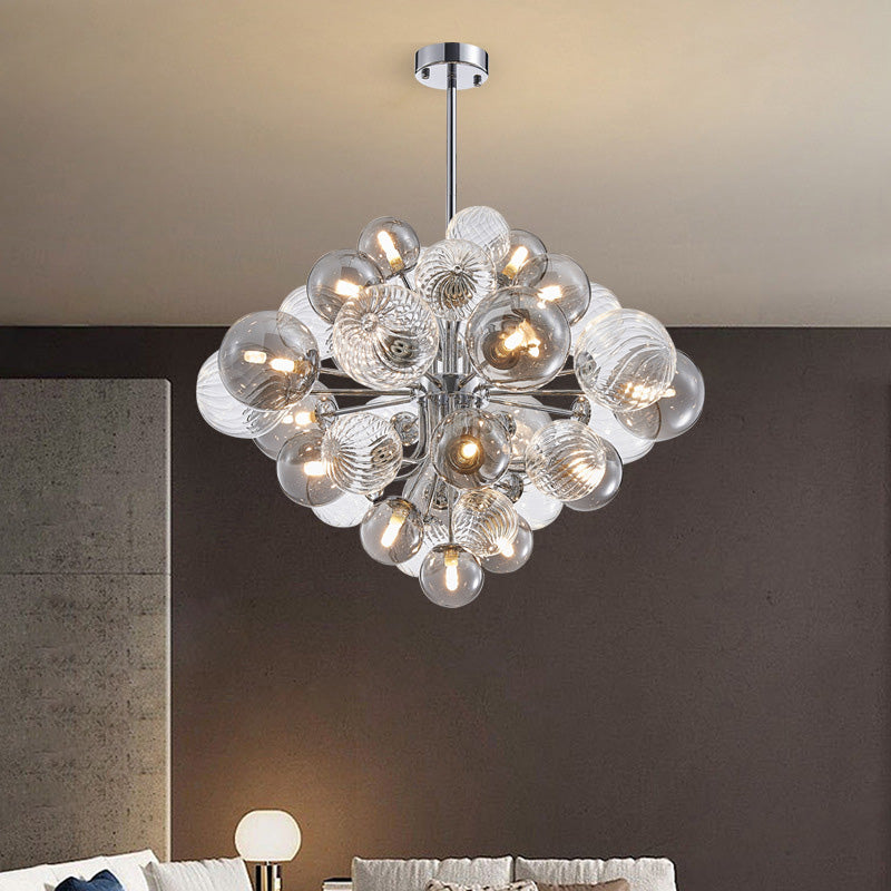 Contemporary Creative Branch Spherical Bubble Cylinder Iron Glass 8/18 Light Chandelier For Living Room