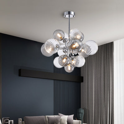 Contemporary Creative Branch Spherical Bubble Cylinder Iron Glass 8/18 Light Chandelier For Living Room