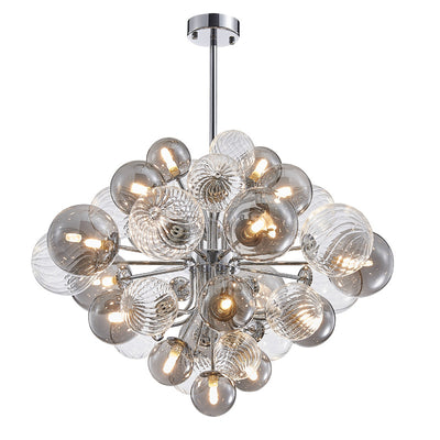 Contemporary Creative Branch Spherical Bubble Cylinder Iron Glass 8/18 Light Chandelier For Living Room