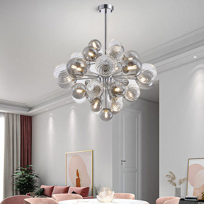 Contemporary Creative Branch Spherical Bubble Cylinder Iron Glass 8/18 Light Chandelier For Living Room