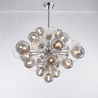 Contemporary Creative Branch Spherical Bubble Cylinder Iron Glass 8/18 Light Chandelier For Living Room