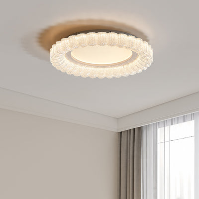 Modern Minimalist Round Flower Iron Acrylic LED Flush Mount Ceiling Light For Bedroom