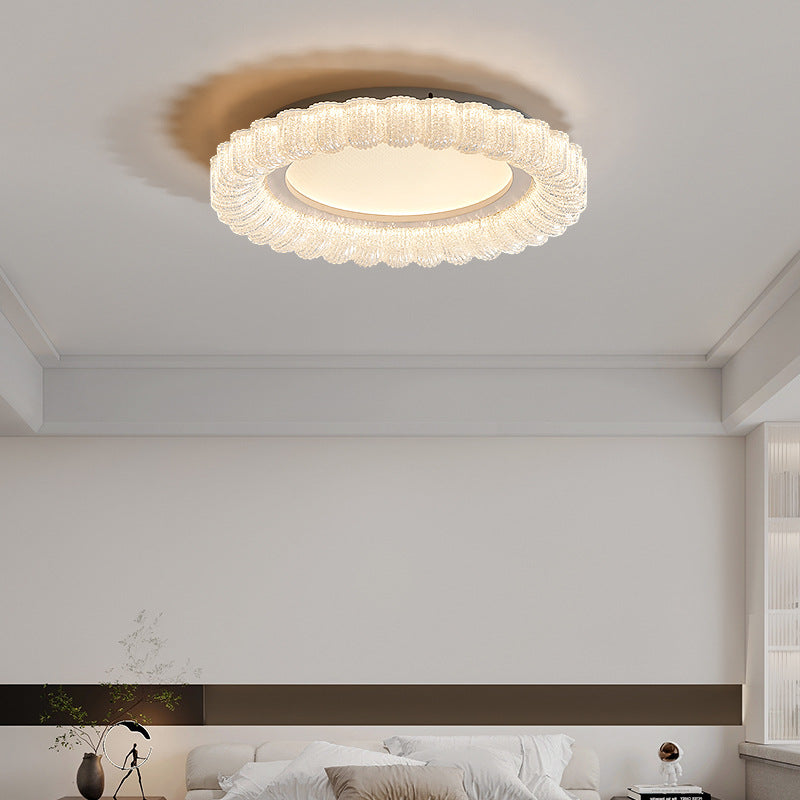 Modern Minimalist Round Flower Iron Acrylic LED Flush Mount Ceiling Light For Bedroom