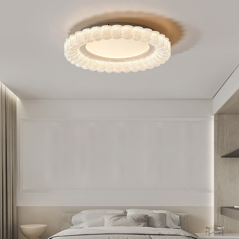 Modern Minimalist Round Flower Iron Acrylic LED Flush Mount Ceiling Light For Bedroom