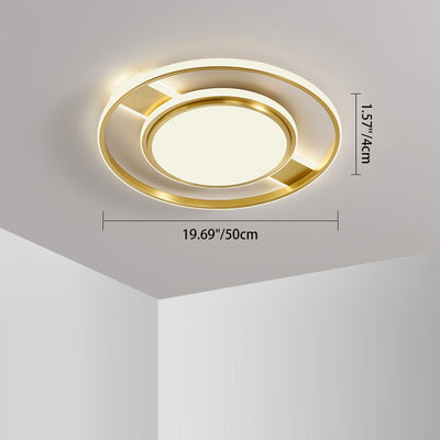 Modern Minimalist Round Circle Rectangle Copper Acrylic Silicone LED Flush Mount Ceiling Light For Living Room