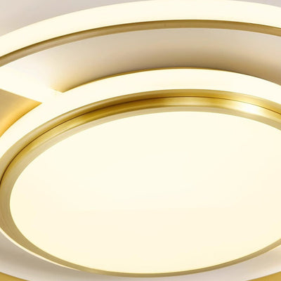 Modern Minimalist Round Circle Rectangle Copper Acrylic Silicone LED Flush Mount Ceiling Light For Living Room