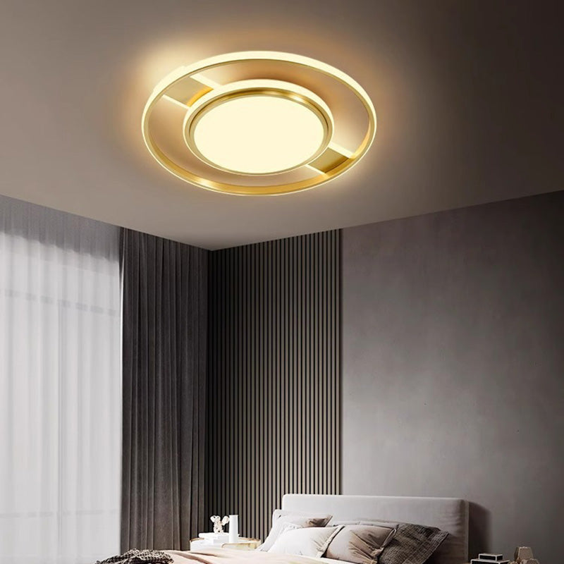 Modern Minimalist Round Circle Rectangle Copper Acrylic Silicone LED Flush Mount Ceiling Light For Living Room