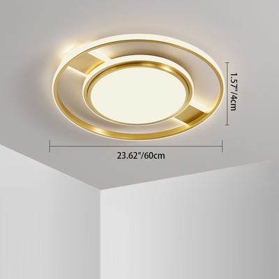 Modern Minimalist Round Circle Rectangle Copper Acrylic Silicone LED Flush Mount Ceiling Light For Living Room