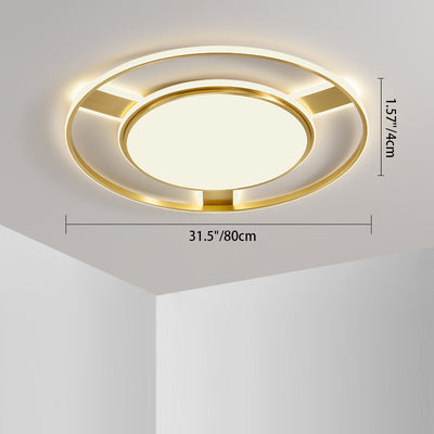 Modern Minimalist Round Circle Rectangle Copper Acrylic Silicone LED Flush Mount Ceiling Light For Living Room