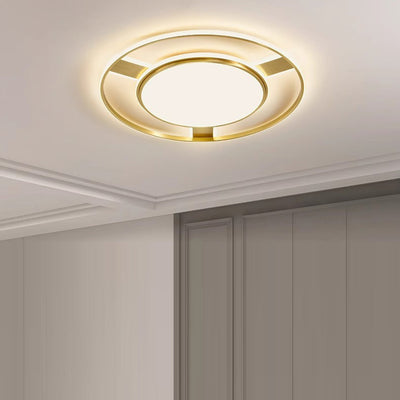 Modern Minimalist Round Circle Rectangle Copper Acrylic Silicone LED Flush Mount Ceiling Light For Living Room