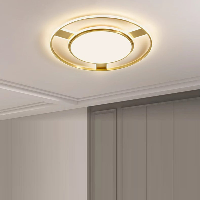 Modern Minimalist Round Circle Rectangle Copper Acrylic Silicone LED Flush Mount Ceiling Light For Living Room