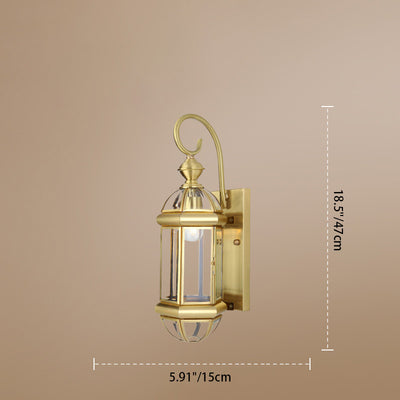 Modern Luxury Waterproof Cylinder Rectangle Half Round Copper Glass 1/3/6 Light Wall Sconce Lamp For Garden