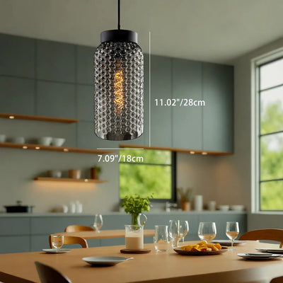 Contemporary Scandinavian Cylinder Oval Honeycomb Iron Glass 1-Light Pendant Light For Bedroom