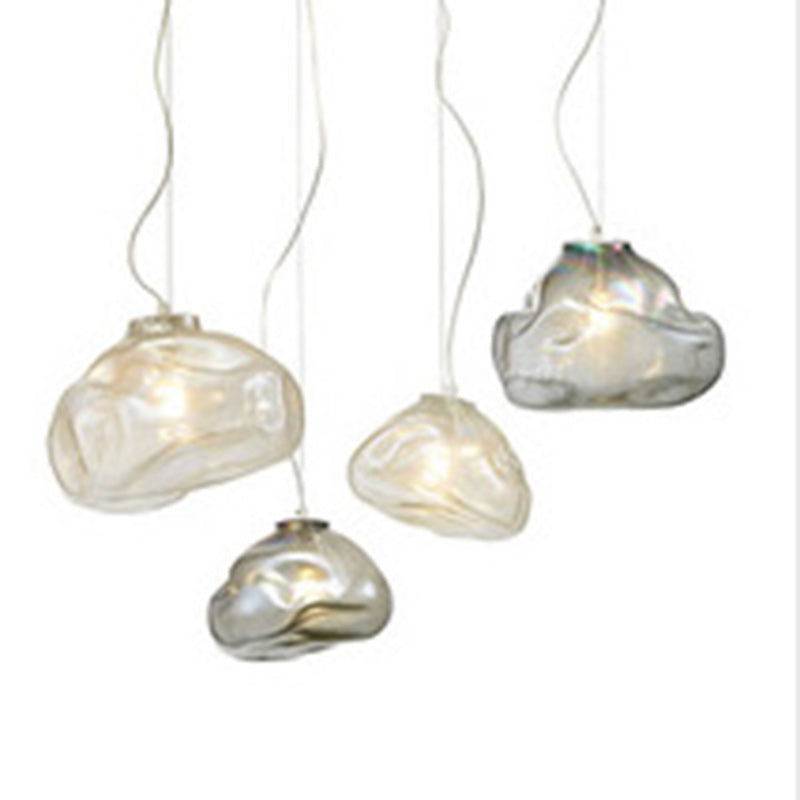 Contemporary Scandinavian Clouds Irregular Iron Glass 1-Light Pendant Light For Living Room