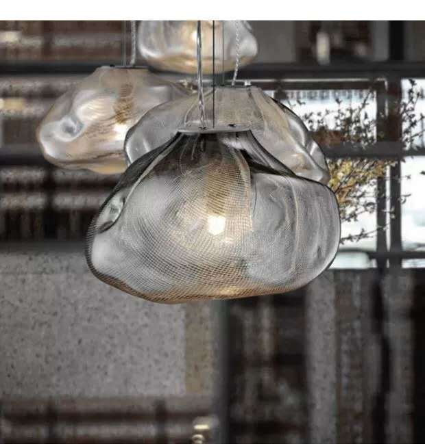 Contemporary Scandinavian Clouds Irregular Iron Glass 1-Light Pendant Light For Living Room