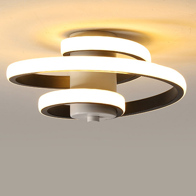 Contemporary Scandinavian Long Spiral Rectangle Cylinder Aluminum Iron Silicone LED Semi-Flush Mount Ceiling Light For Living Room