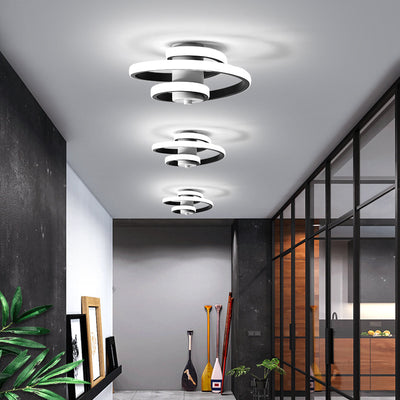 Contemporary Scandinavian Long Spiral Rectangle Cylinder Aluminum Iron Silicone LED Semi-Flush Mount Ceiling Light For Living Room