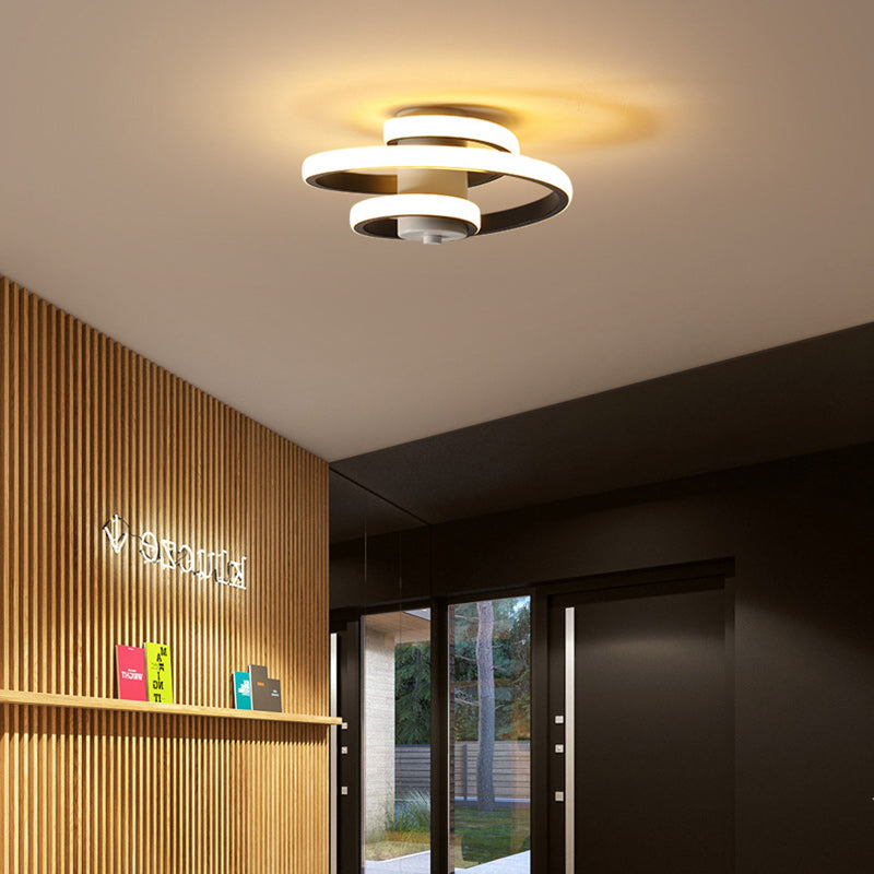 Contemporary Scandinavian Long Spiral Rectangle Cylinder Aluminum Iron Silicone LED Semi-Flush Mount Ceiling Light For Living Room