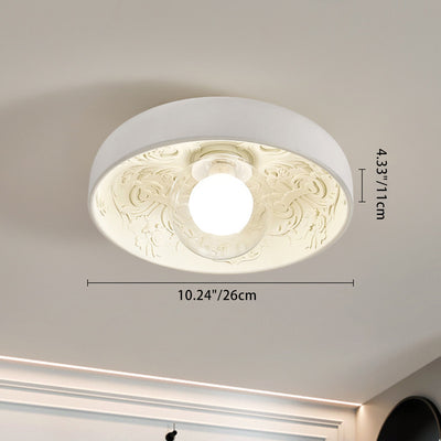 Contemporary Creative Half Round Carved Orb Resin Glass 1-Light Flush Mount Ceiling Light For Living Room