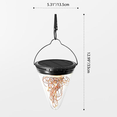 Modern Minimalist Solar Waterproof Cone Filigree PC ABS LED Pendant Light For Garden