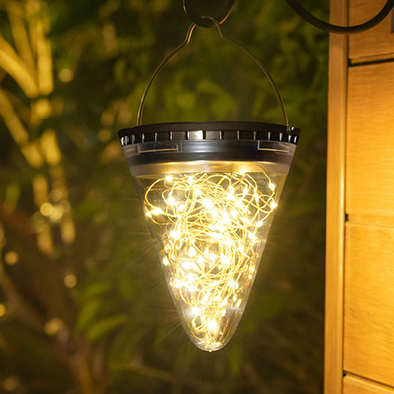 Modern Minimalist Solar Waterproof Cone Filigree PC ABS LED Pendant Light For Garden