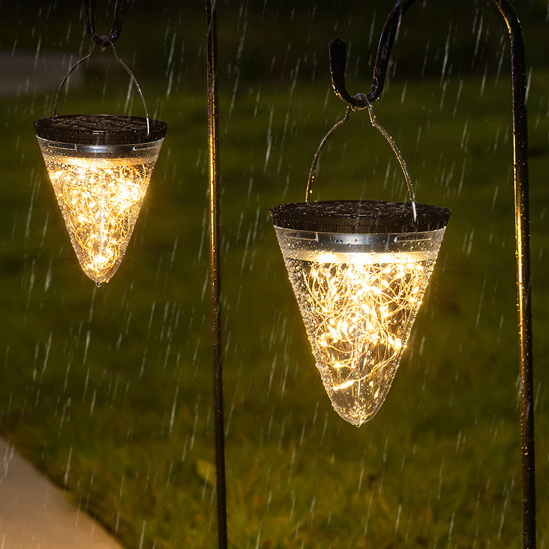 Modern Minimalist Solar Waterproof Cone Filigree PC ABS LED Pendant Light For Garden