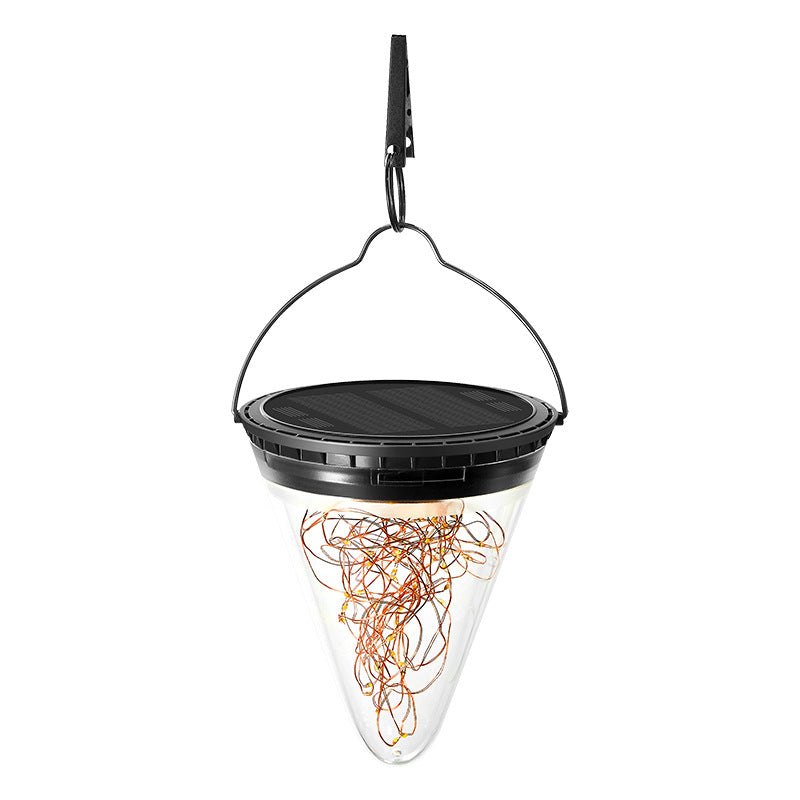 Modern Minimalist Solar Waterproof Cone Filigree PC ABS LED Pendant Light For Garden