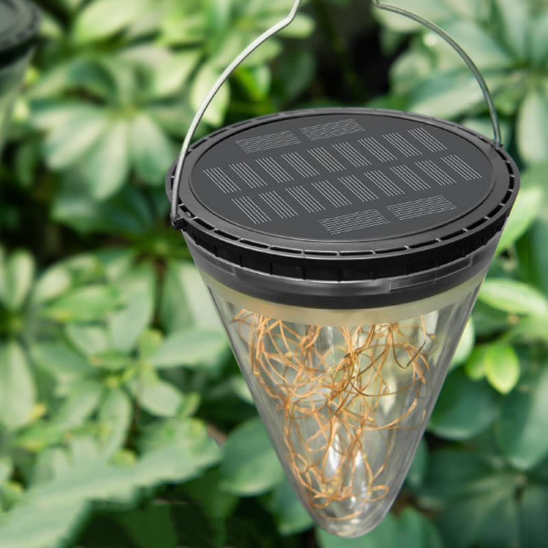 Modern Minimalist Solar Waterproof Cone Filigree PC ABS LED Pendant Light For Garden